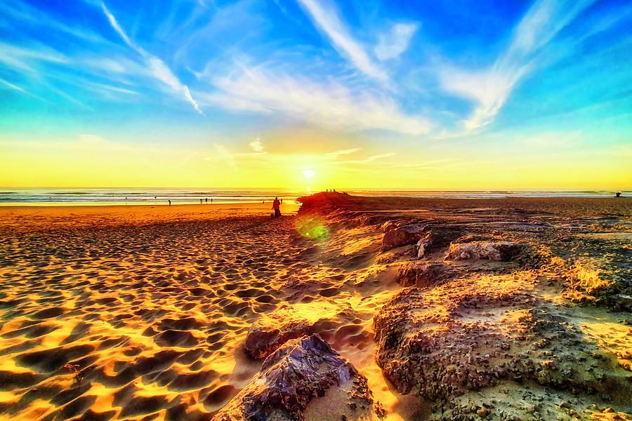 Stunning Beach Sunset at Costa Caparica Photograph by Marco Sales
