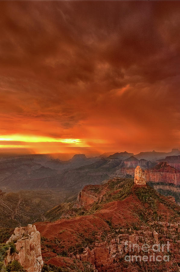 Stunning Red Storm Clouds Over The North Rim Grand Canyon Arizona Photograph by Dave Welling