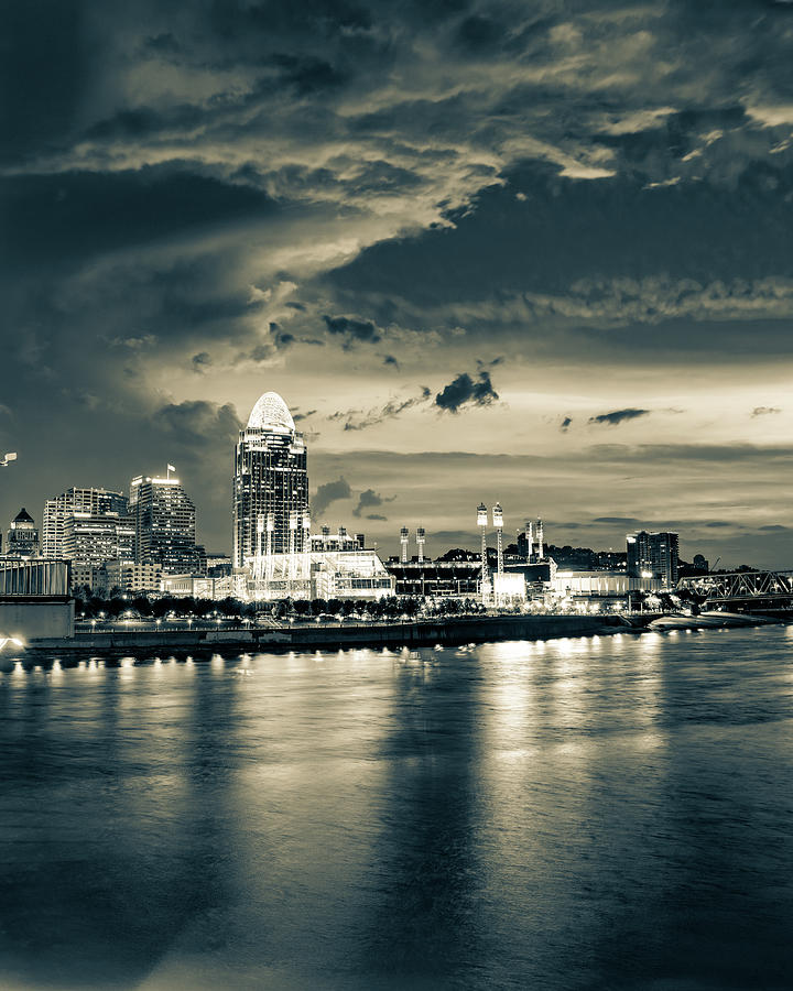 Stunning Skies Over Cincinnati At Dawn - Sepia Edition Photograph by Gregory Ballos