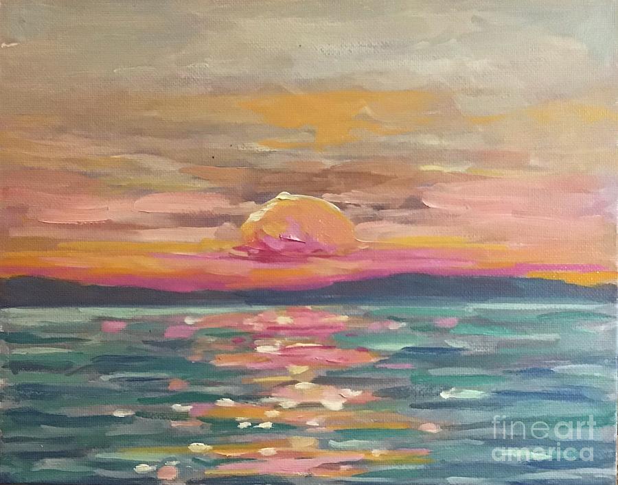 Stunning sunset Painting by Anne Marie Brown