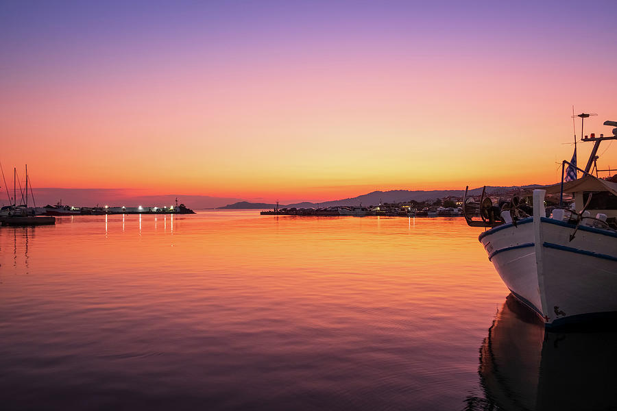 Stunning Sunset Over the Harbor of Nea Skioni Halkidiki Photograph by Alexios Ntounas