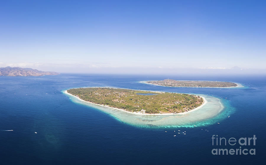 Stunning view of the Gili Meno and Gili Trawangan in Indonesia Photograph by Didier Marti