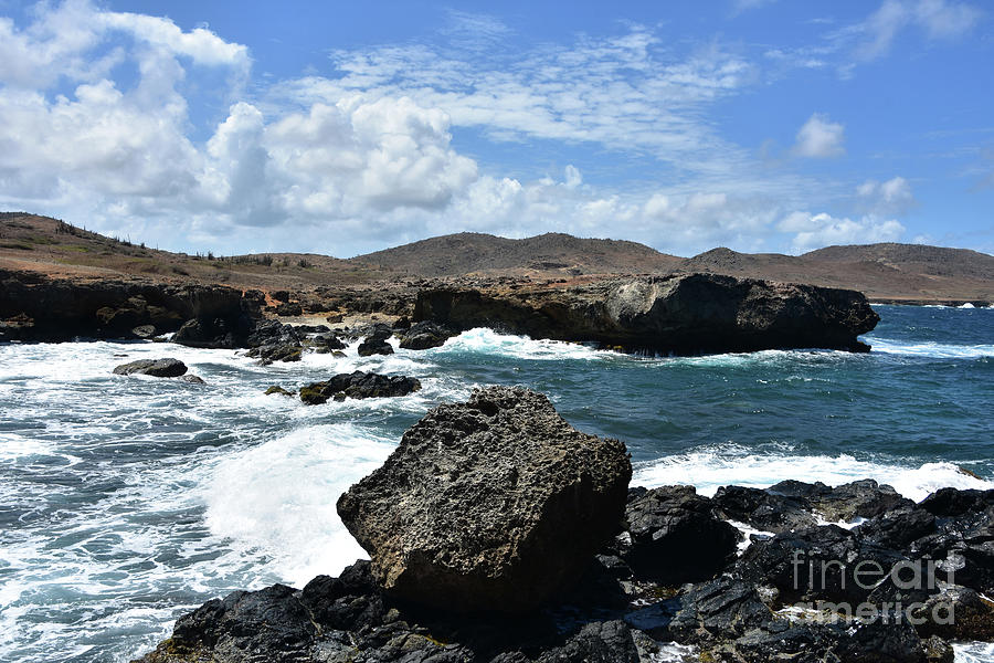 Stunning Views Of Arubas Black Stone Beach Photograph By Dejavu