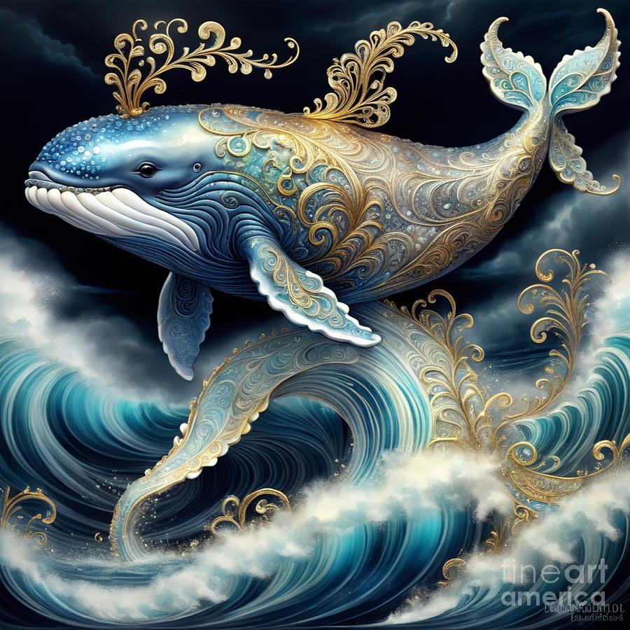 Stunning Whale Tale Liquid Gold Series Digital Art by Debra Miller