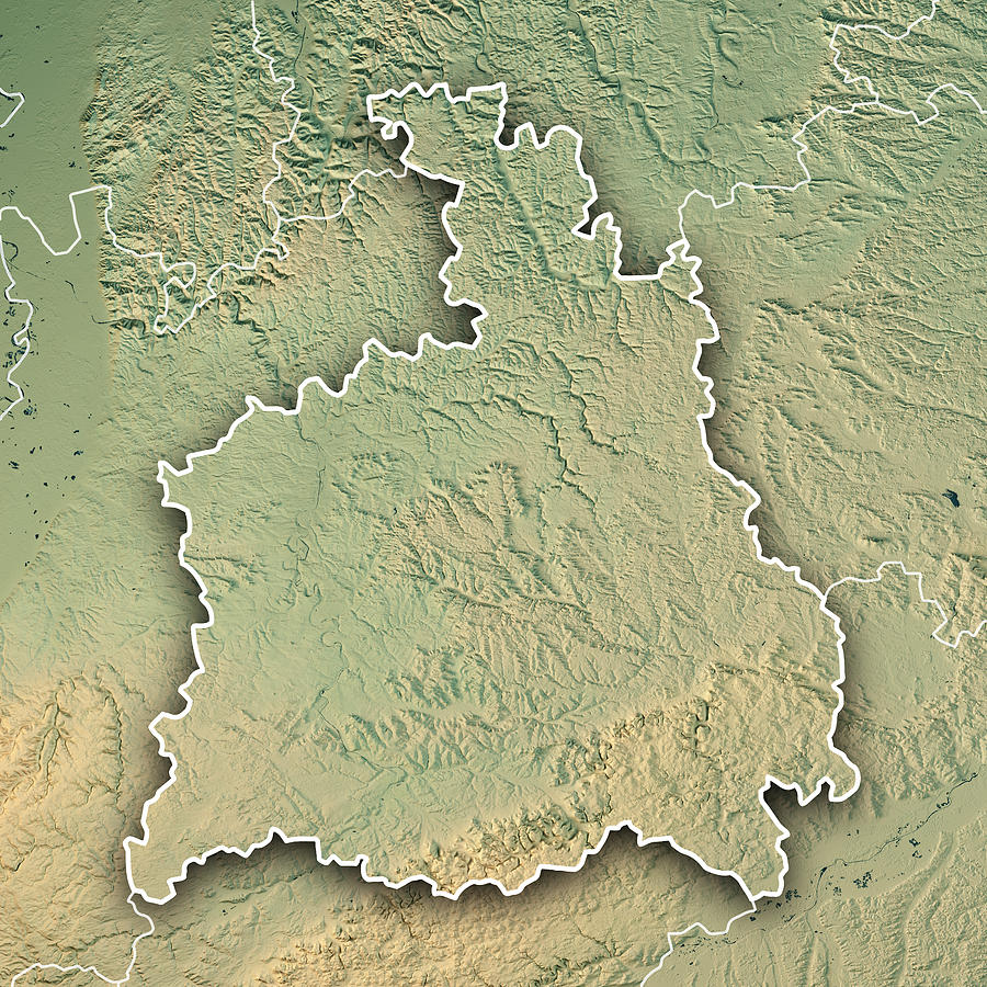 Stuttgart Administrative Region Baden-Württemberg 3D Render Topographic Map Border Photograph by FrankRamspott
