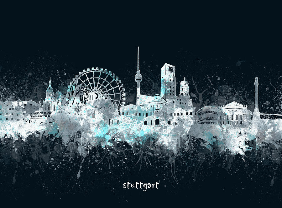 Stuttgart Skyline Artistic V4 Digital Art by Bekim M