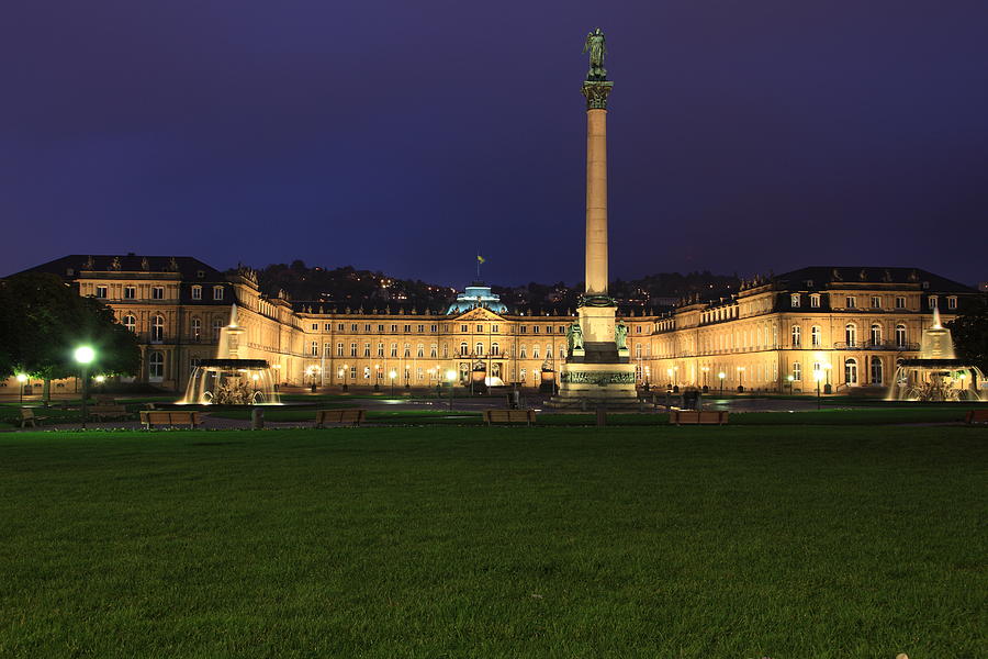 Stuttgart, the New Castle by night Photograph by Pejft