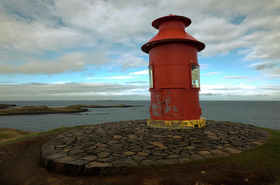 Stykkisholmur Lighthouse in the basalt island Sugandisey Photograph by RicardMN Photography
