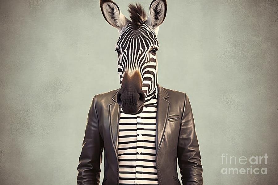Cool Painting - style vintage graphic Concept clothes Zebra human clothing stripes print nobody montage mammal fur glamour character transformation people grey fashion dress creative anthropomorphism lady funny by N Akkash