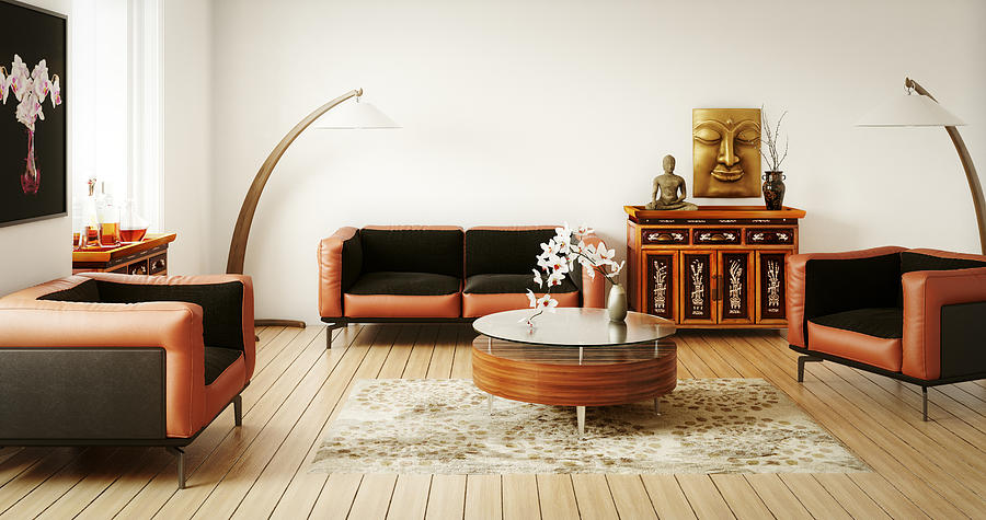 Stylish and Refined Asian Living Room Photograph by Bulgac