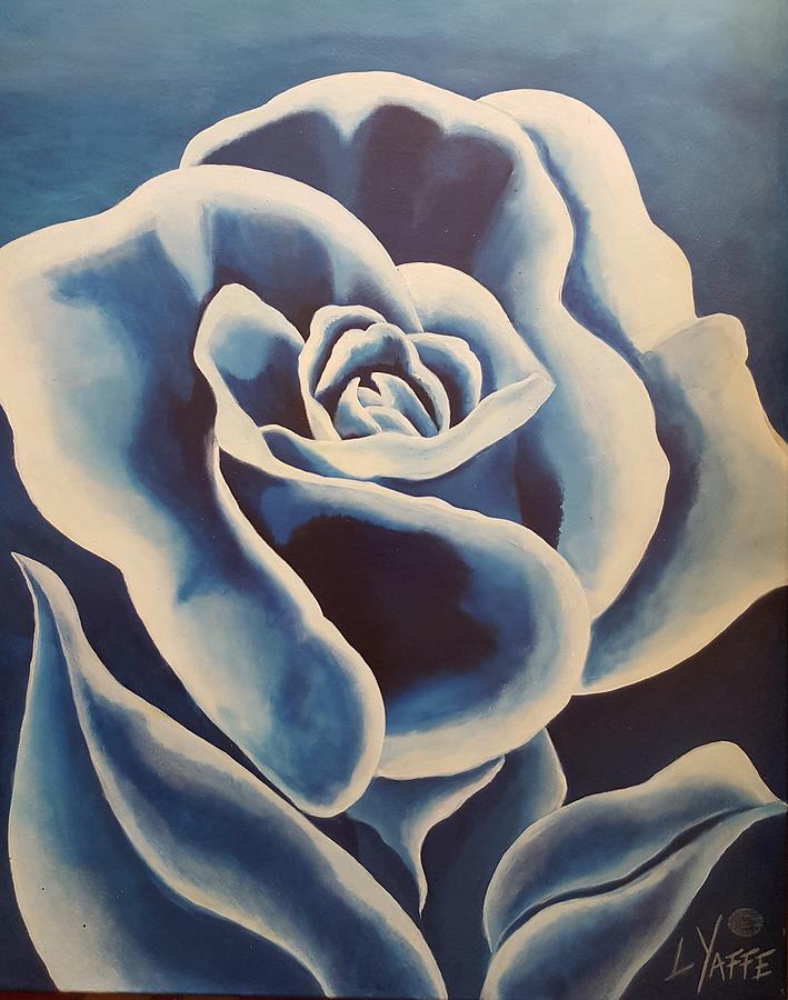 Stylized Blue Rose Painting by Loraine Yaffe
