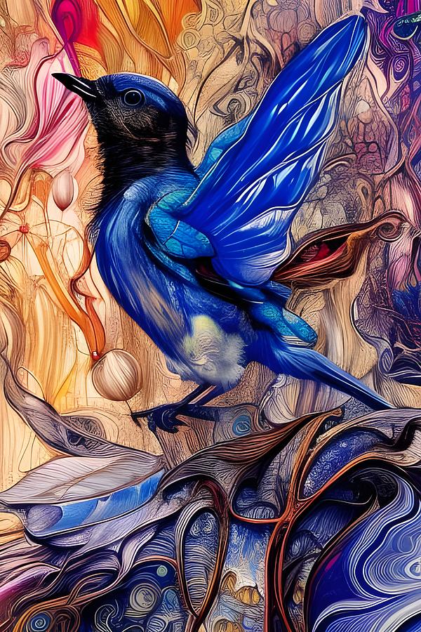 Stylized Bluebird Digital Art by Beverly Read