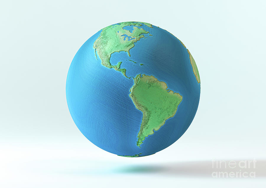 Stylized Earth Globe Digital Art