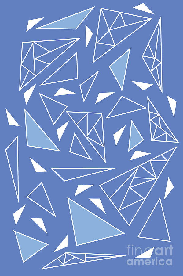 Stylized geometric shapes on blue background Digital Art by Mendelex Photography