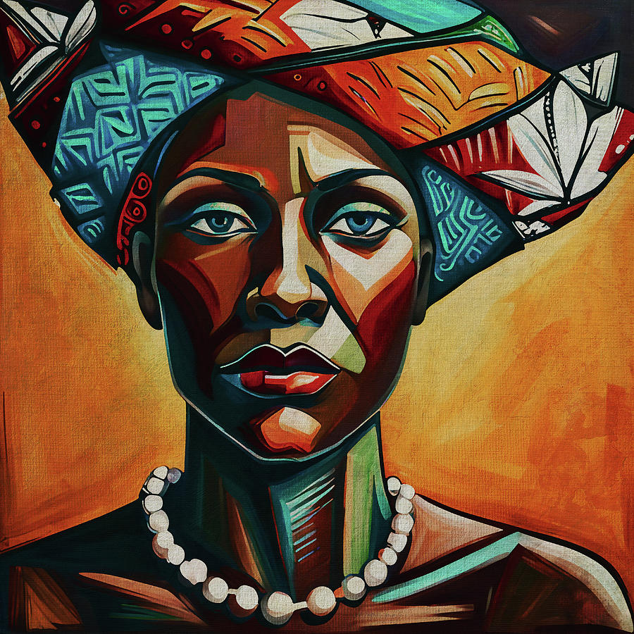 Stylized portrait of an African man with headscarf Digital Art by Jan Keteleer