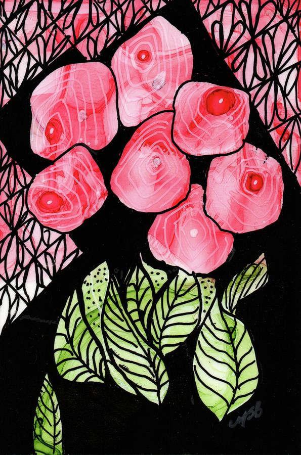 Stylized Roses Painting by Mary Benke