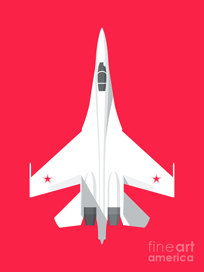 Jet Digital Art - Su-27 Flanker Fighter Jet Aircraft - Crimson by Organic Synthesis