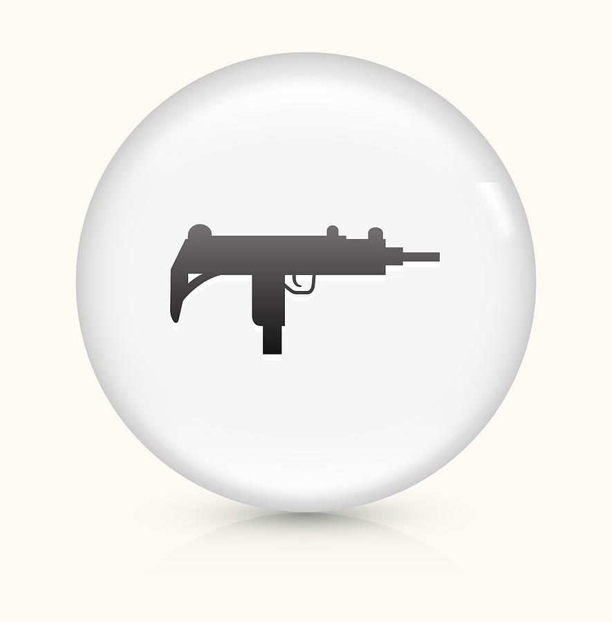 Sub-Machine Gun icon on white round vector button Drawing by Bubaone