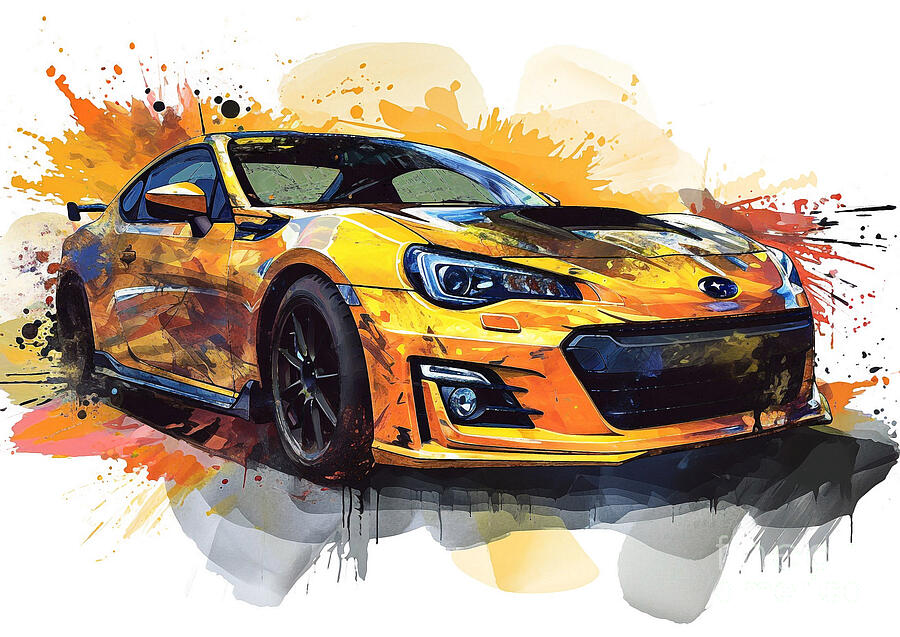 Sports Car Painting - Subaru BRZ tS auto vibrant colors by Clark Leffler