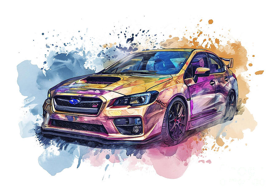 Car Painting - Subaru VX Sport auto vibrant colors by Clark Leffler