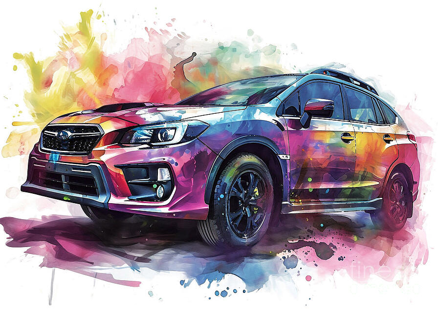 Car Painting - Subaru VX Sport Cross auto vibrant colors by Clark Leffler