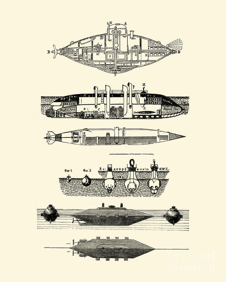 Vintage Digital Art - Submarine Chart by Madame Memento