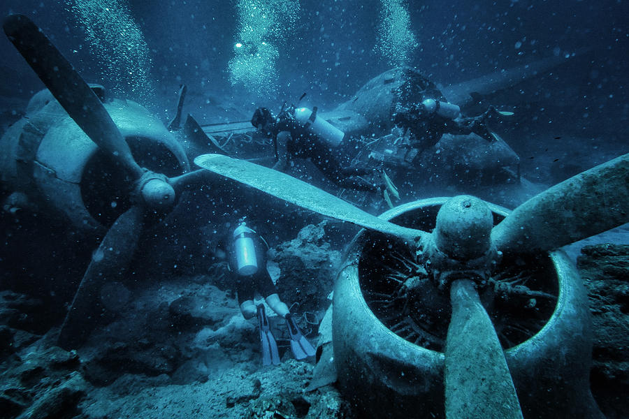 Submerged And Ruined Propeller Plane in Aegean Sea, Bodrum, Turkey Photograph by Tunart Submerged And Ruined Propeller Plane in Aegean Sea, Bodrum, Turkey Photograph by Tunart