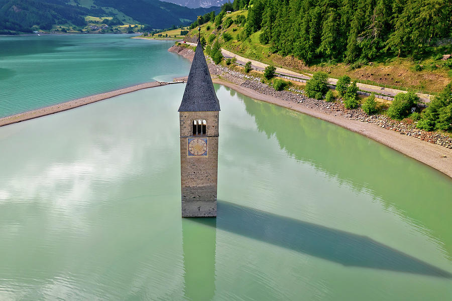 Submerged Bell Tower Of Curon Venosta Aor Graun Im Vinschgau On ...