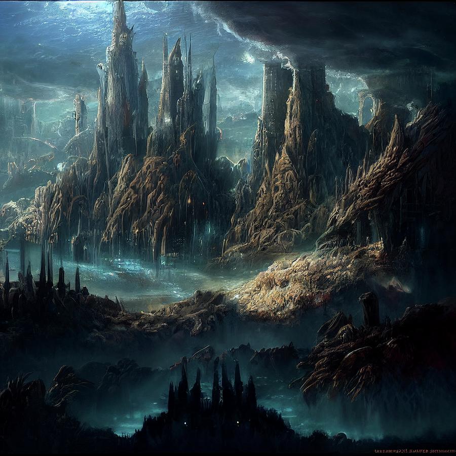 Submerged, Sci-Fi Fantasy Underwater City Painting by Constantin ...