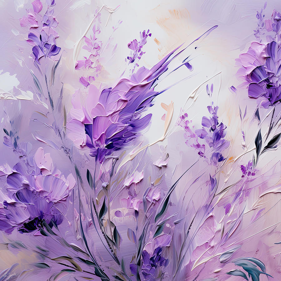 Subtle Beauty of Lavender Flowers Painting by Lourry Legarde
