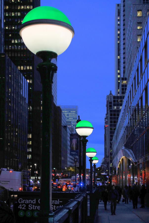 Subway Globes at Twilight - A Manhattan Impression Photograph by Steve Ember