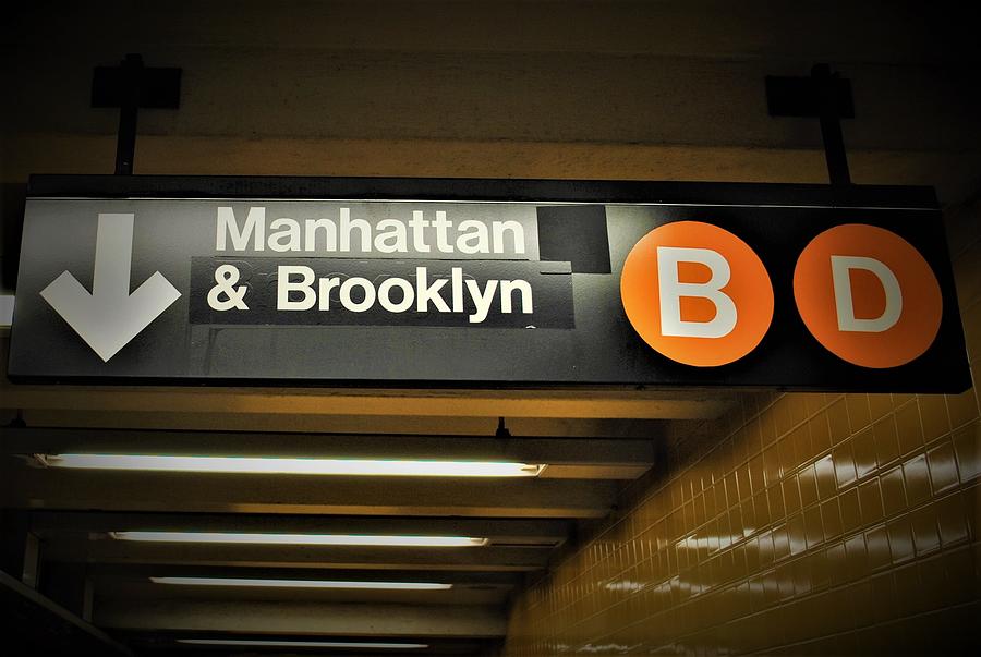 Subway Sign Manhattan And Brooklyn Photograph By Elizabeth Pennington