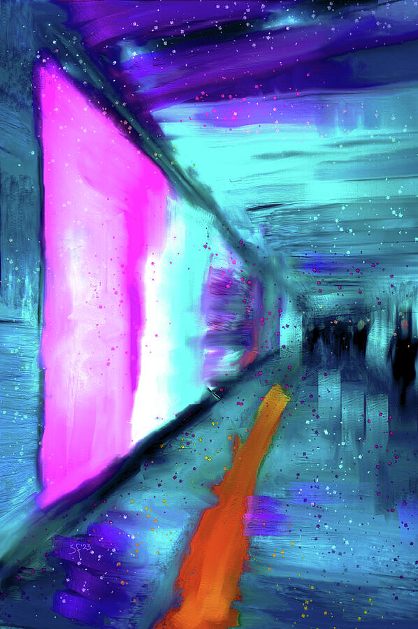 Subway Tunnel Abstract  Mixed Media by Shelli Fitzpatrick
