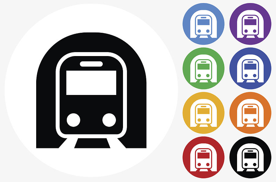 Subway Tunnel Icon on Flat Color Circle Buttons Drawing by Alex Belomlinsky