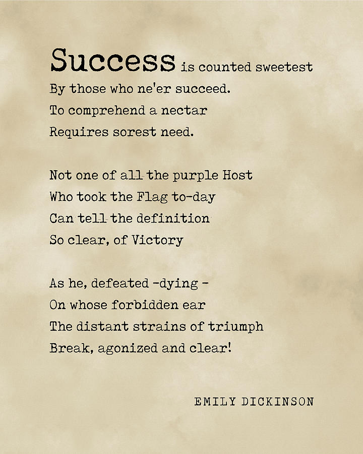 Typography Digital Art - Success is counted sweetest - Emily Dickinson Poem - Literature - Typewriter Print - Vintage by Studio Grafiikka
