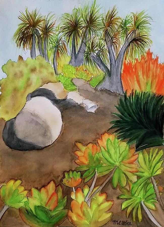 Succulent Garden - Seaside Gardens Painting by M Carlen