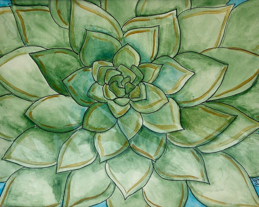Succulent Love  Painting by Monica Martin