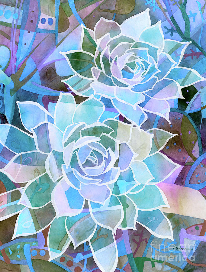 Succulent Mirage 2-Cyan Painting by Hailey E Herrera