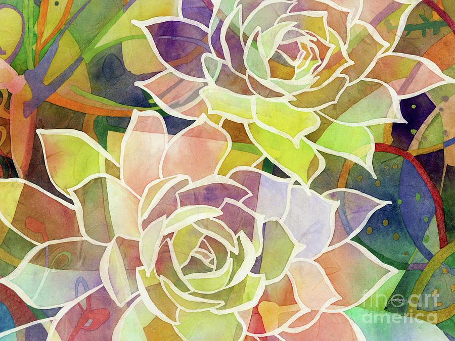 Succulent Painting - Succulent Mirage 2-Horizontal by Hailey E Herrera