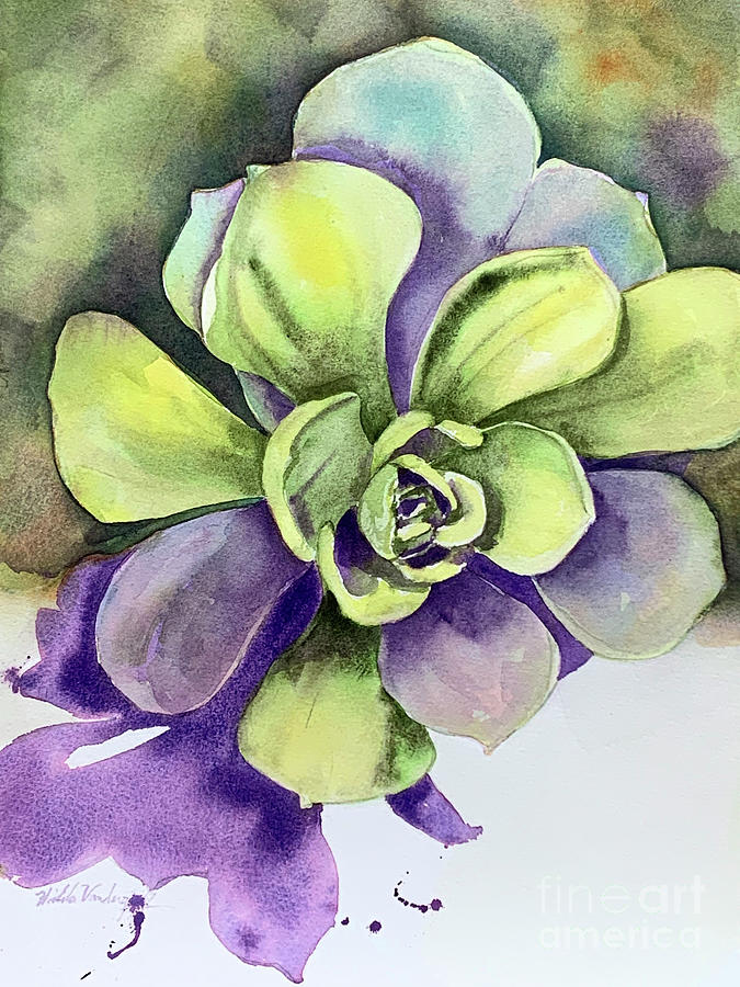 Succulent Plant Painting by Hilda Vandergriff