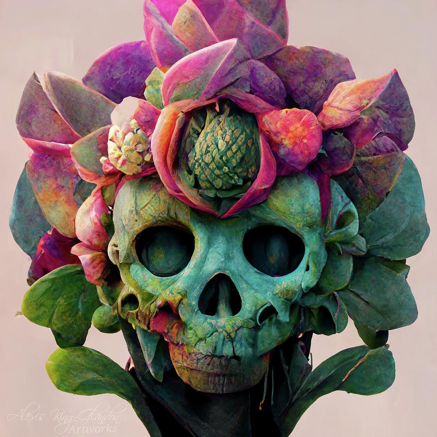 Succulent Skull Beauty 1 Digital Art by Alexis King-Glandon