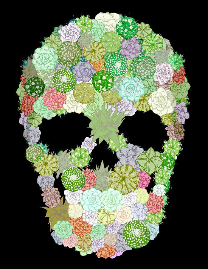 Skull Drawing - Succulent Skull by Ludwig Van Bacon