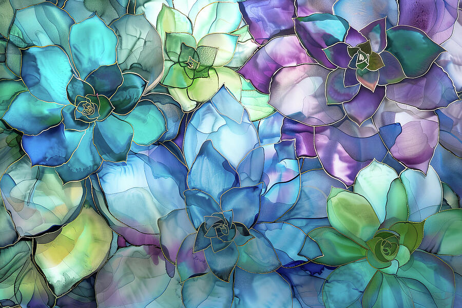 Succulents Digital Art by Peggy Collins