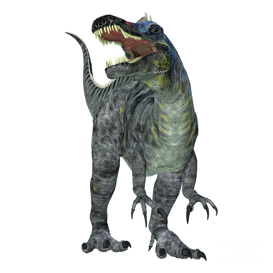 Suchomimus Dinosaur over White Digital Art by Corey Ford