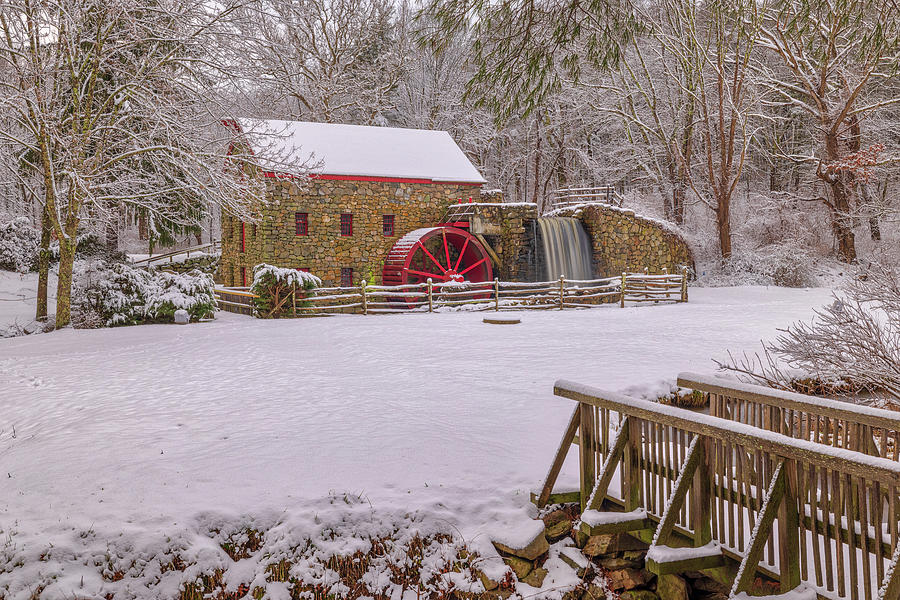 Sudbury Grist Mill framed by a Winter Wonderland Photograph by Juergen Roth