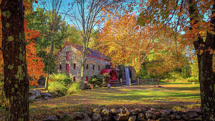 Sudbury Gristmill In Massachusetts Autumn Colors Photograph