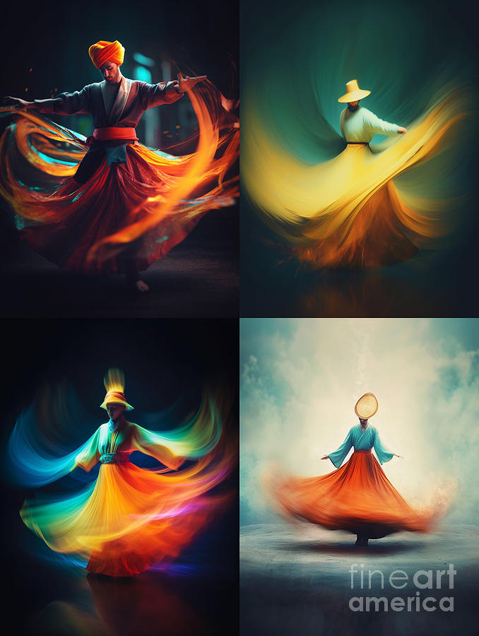 Sufi  Whirling  Dervish  Surreal  Cinematic  Minimal  By Asar Studios Painting