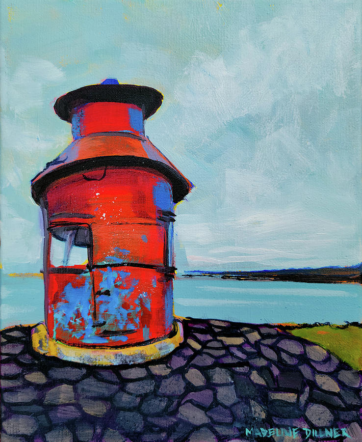 Sugandisey Island Lighthouse Painting by Madeline Dillner