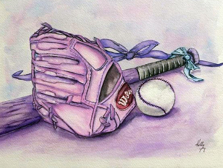 Baseball Painting - Sugar and Spice and Baseball by Kelly Mills