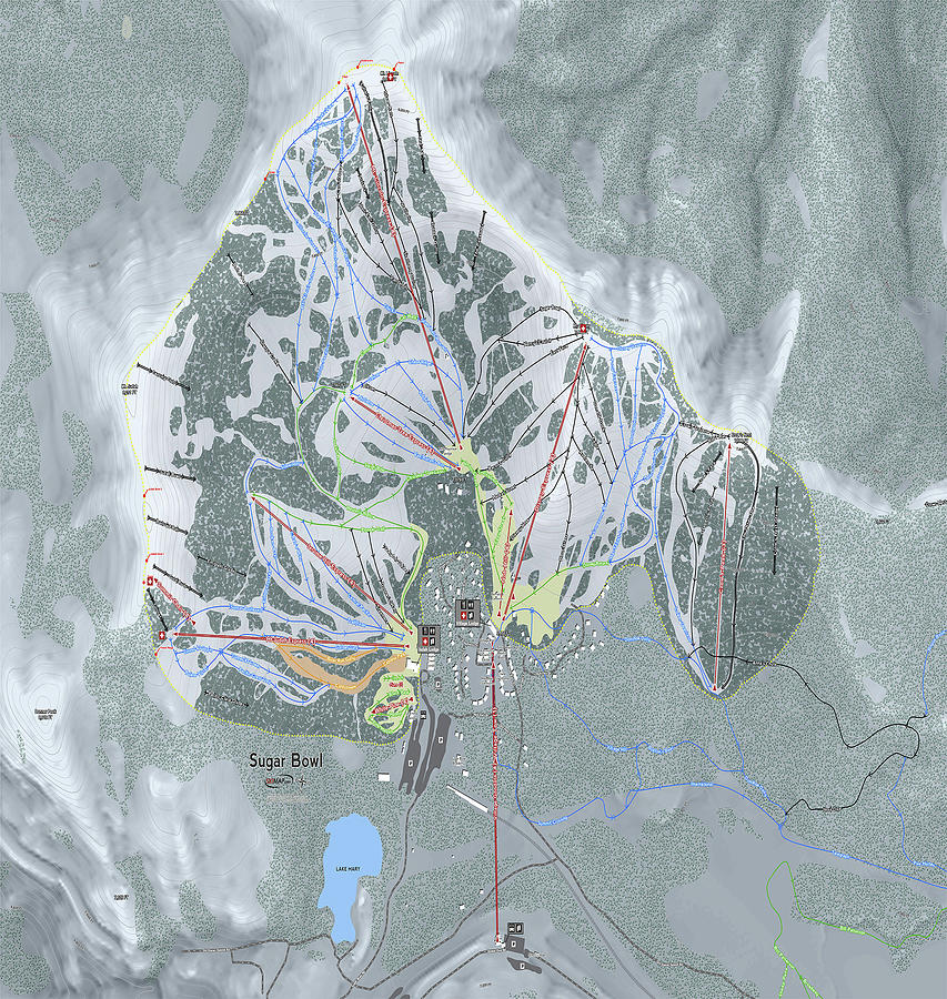 Sugar Bowl Ski Resort Map Digital Art by Powder Addicts | Fine Art America